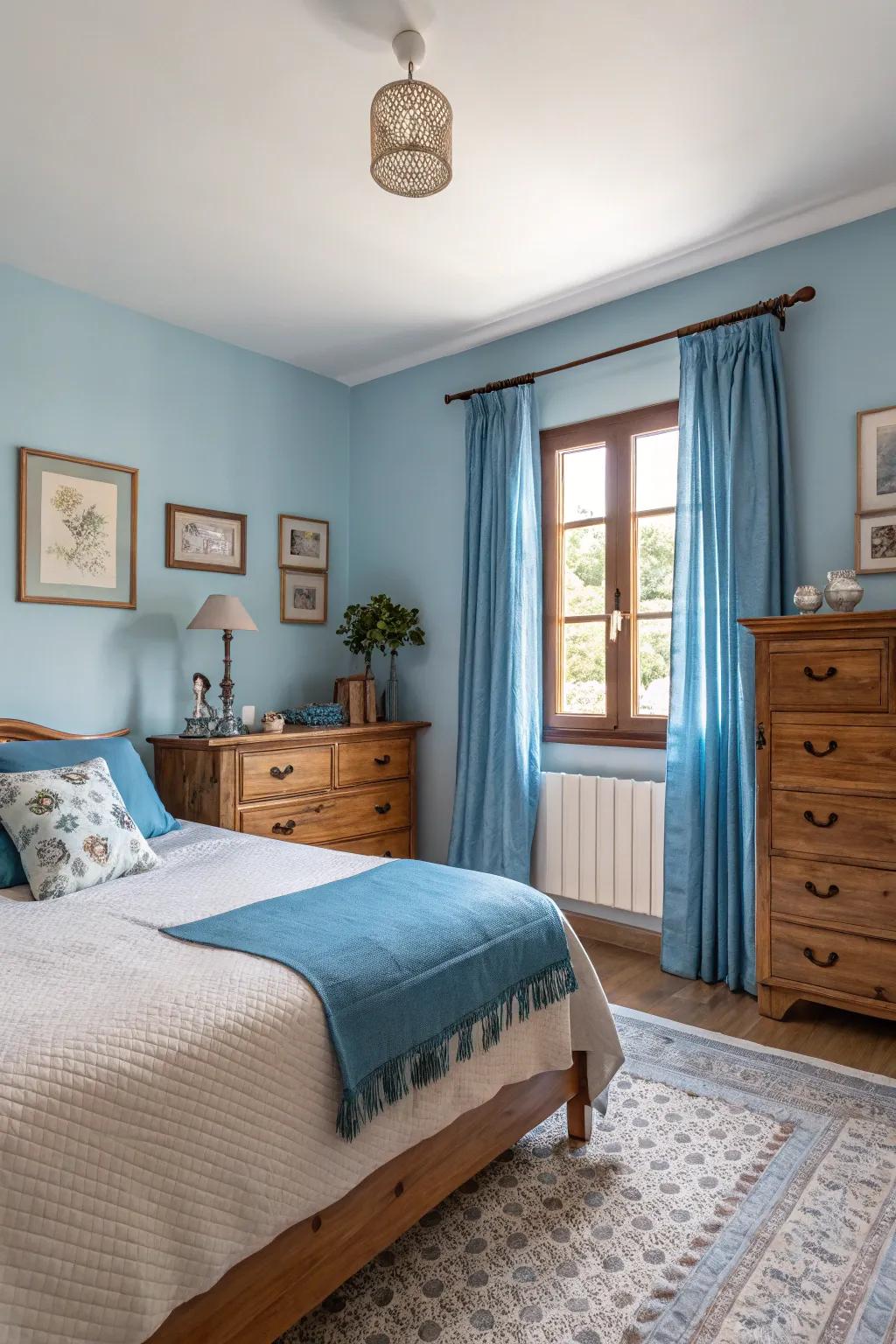 Harmonious colors ensure a unified bedroom atmosphere.