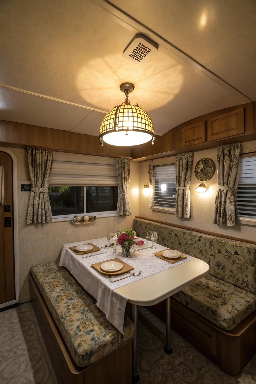 Lighting is crucial for achieving the ideal dining room atmosphere.
