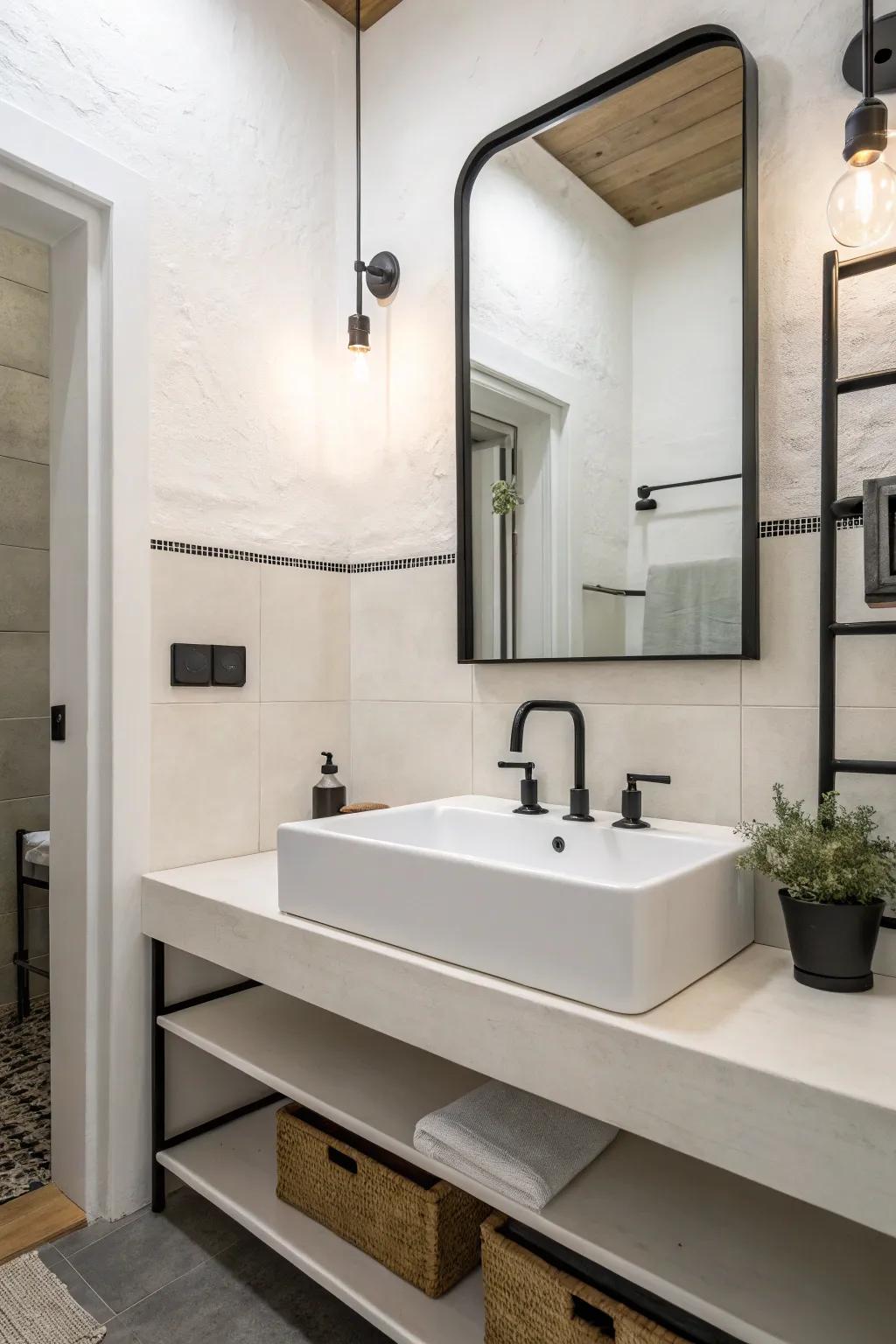 Minimalistic layout infuses straightforwardness and tranquility into your bathroom.