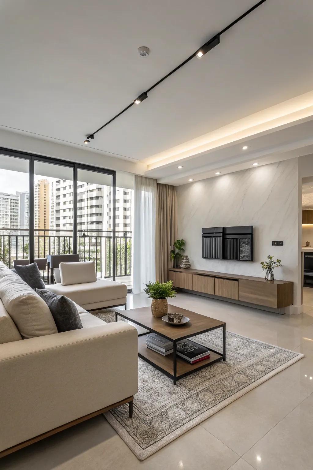 Minimalist furniture maintains a sleek and stylish area.