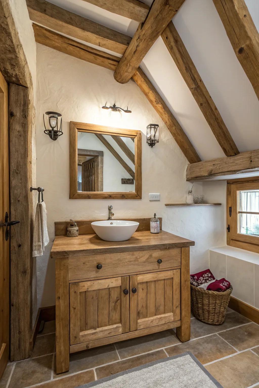 The integration of timber elements contributes warmth and texture to the bathroom.