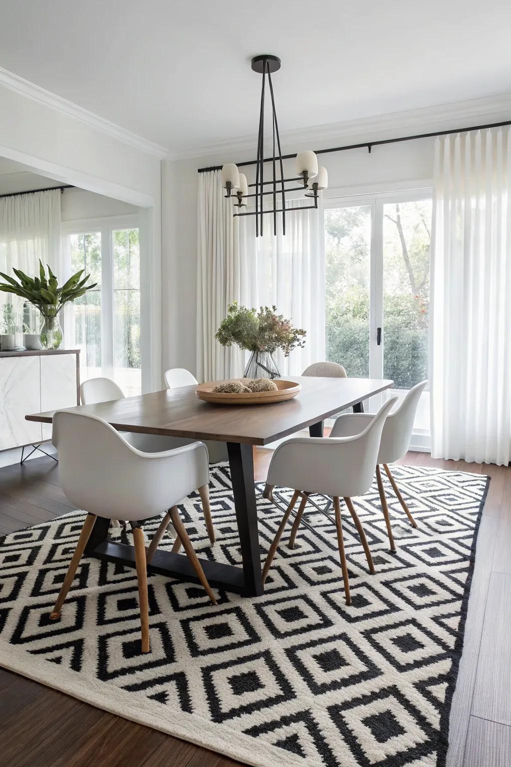 Geometric carpets contribute a modern twist to your decor.