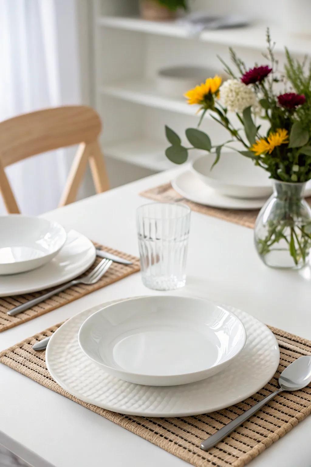 A minimalist table aesthetic ensures a simple yet elegant feel.