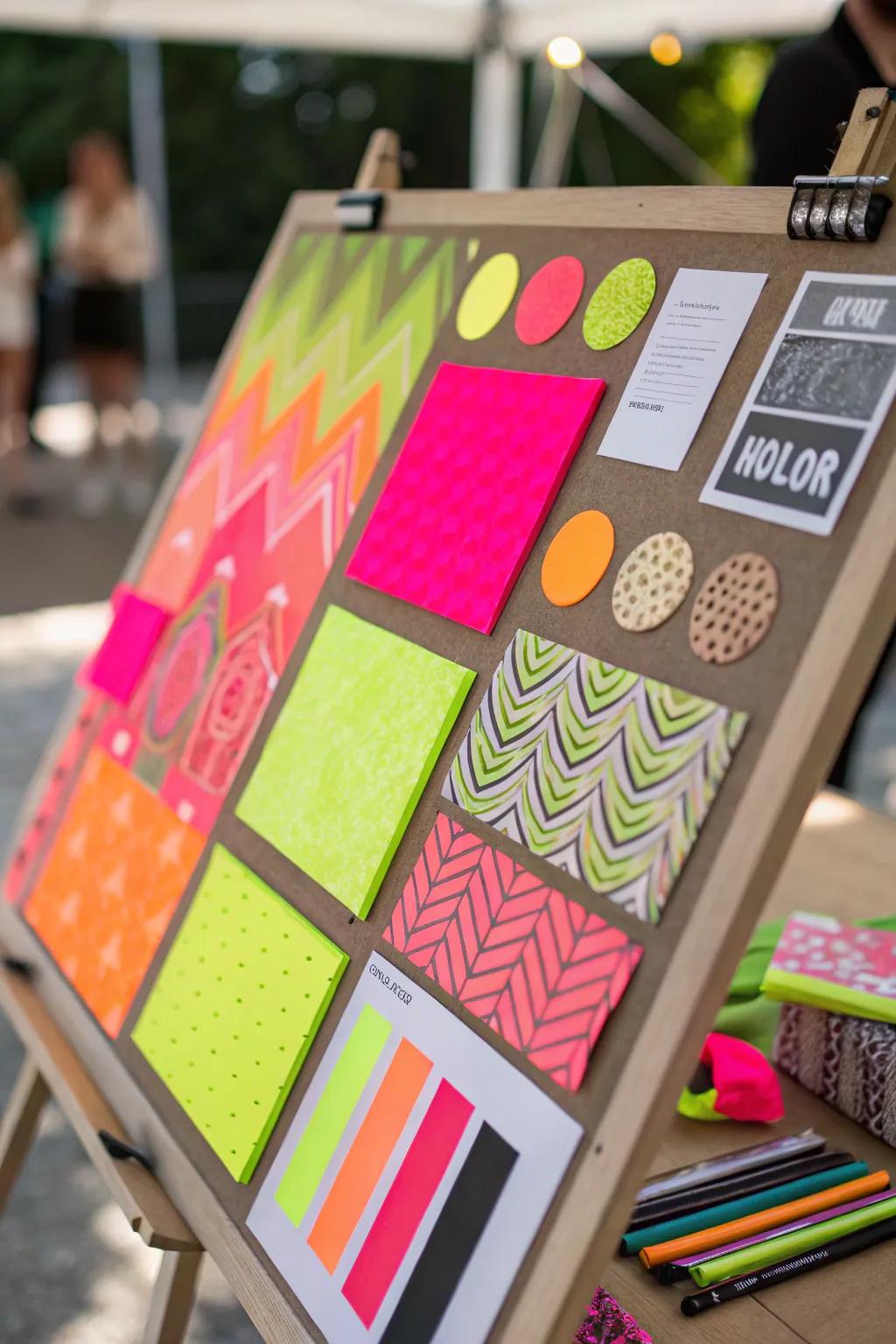 A vivid mood board spotlighting striking bursts of color.