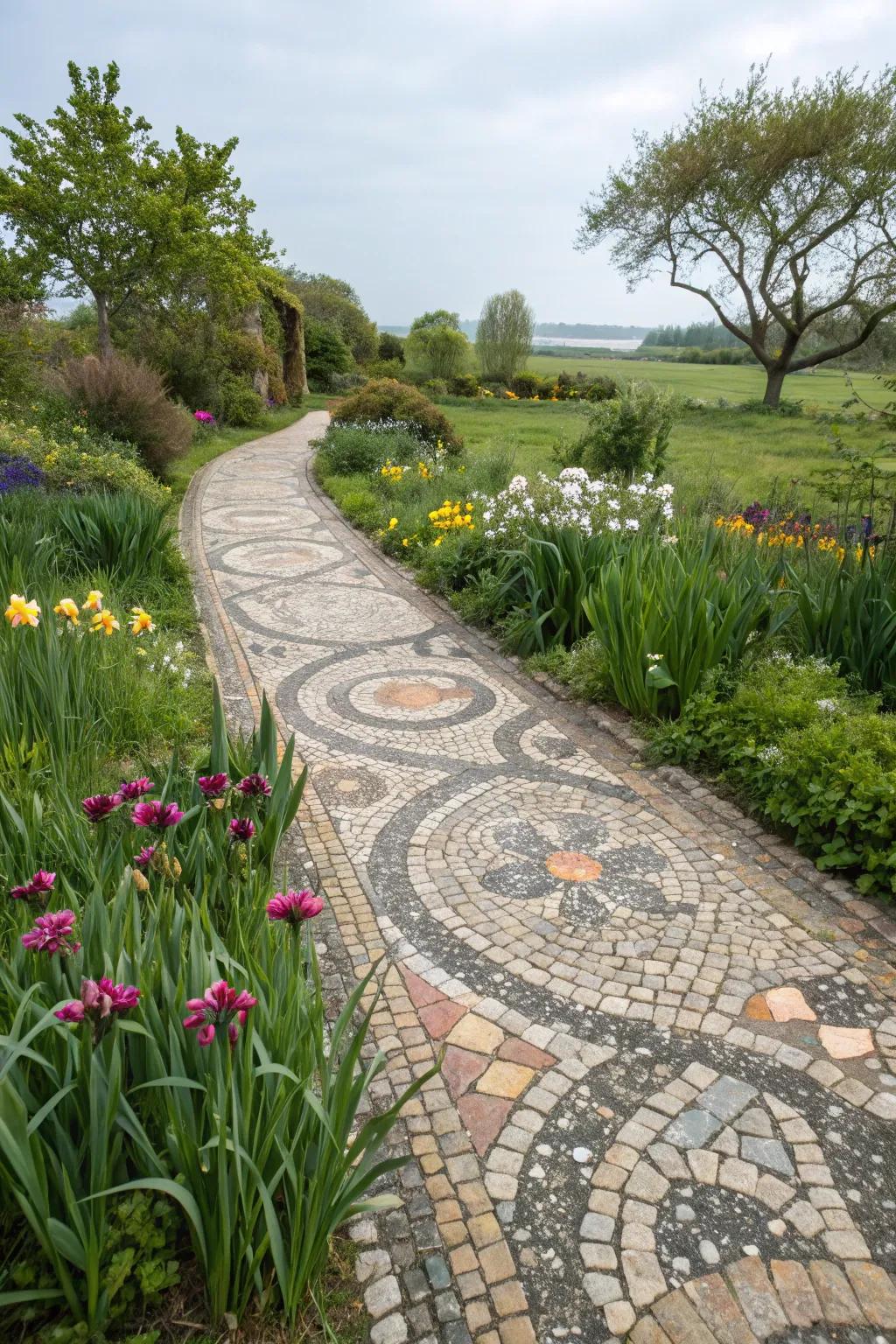 Natural stones bring an earthy charm to mosaic designs.