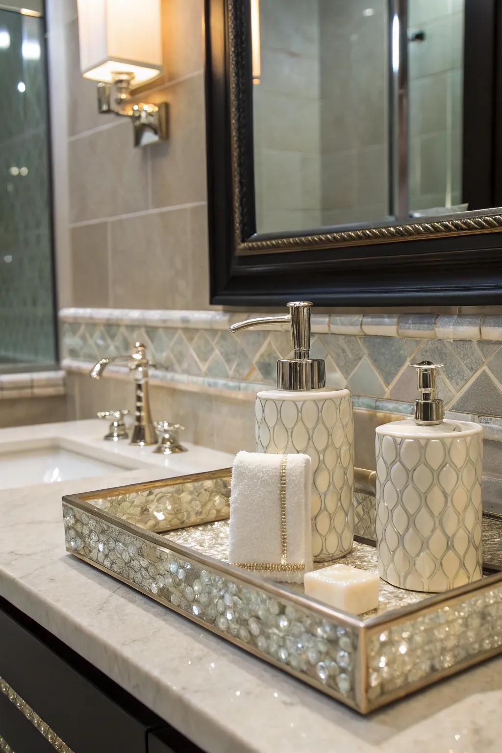 A nacre guard infuses both style and practicality into your vanity area.