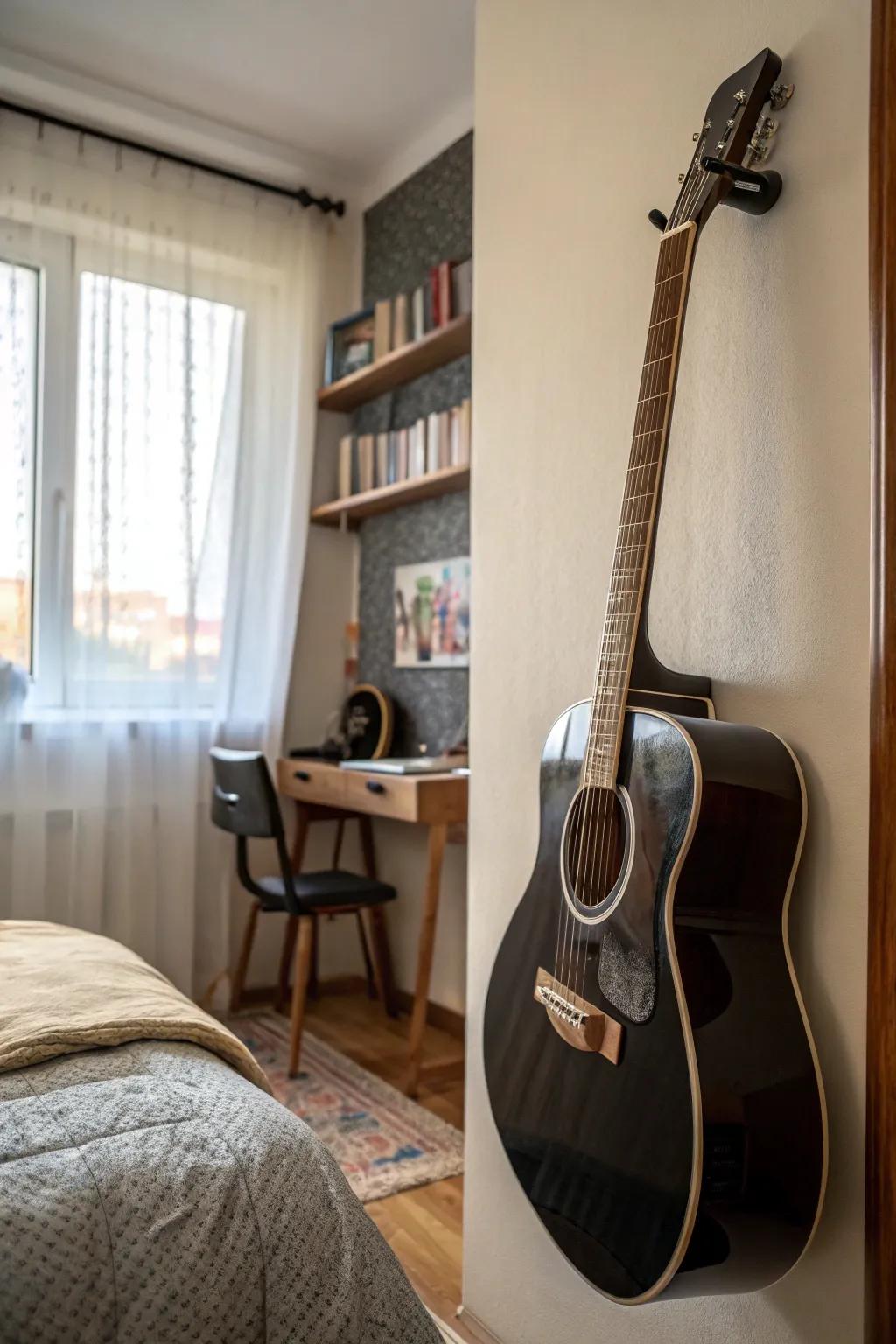 Turn your guitar into a centerpiece by displaying it as wall art.