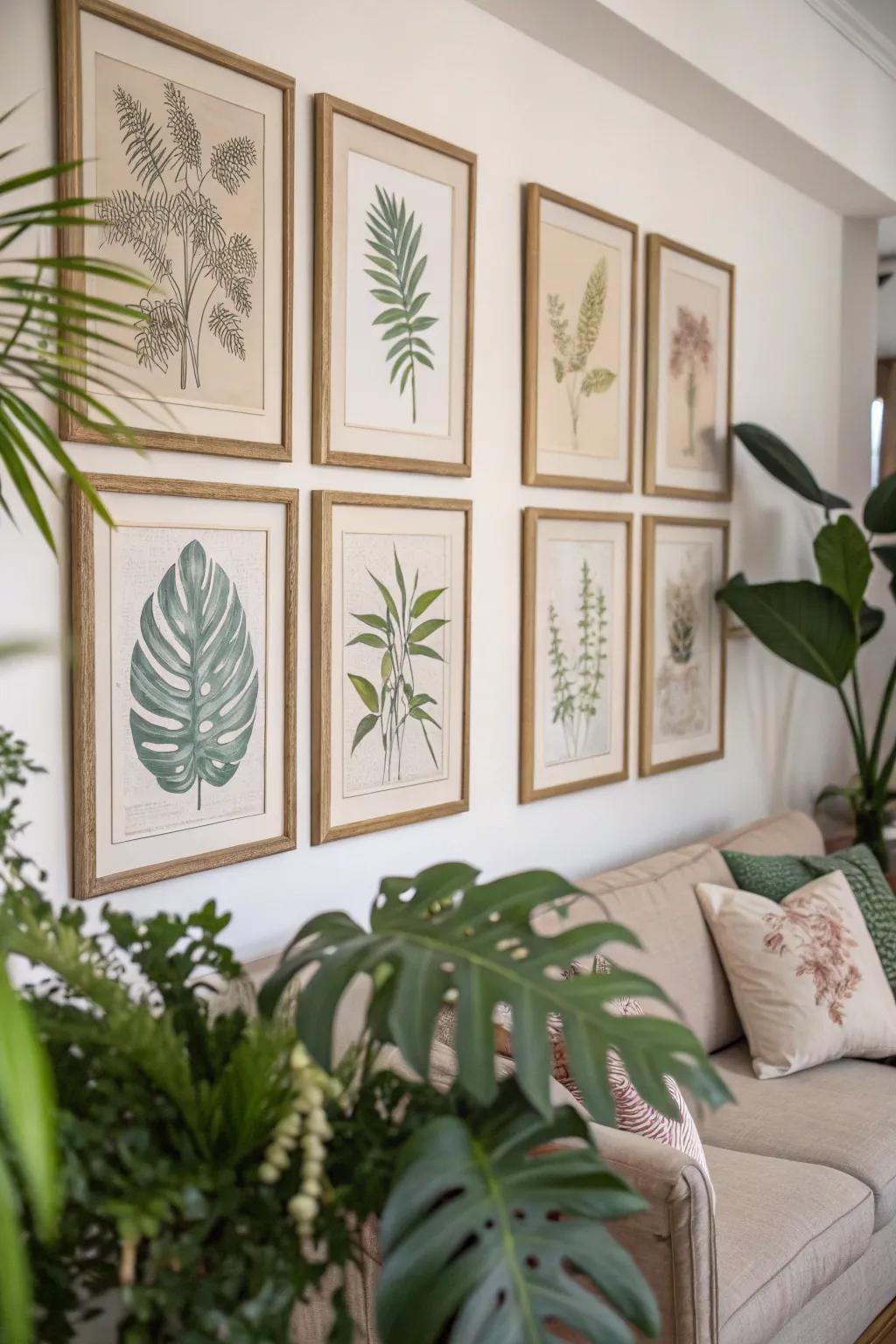 Botanical art brings a touch of nature to neutral designs.