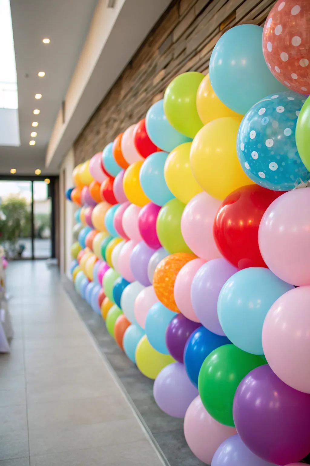 A vibrant balloon wall, perfect for photo opportunities.