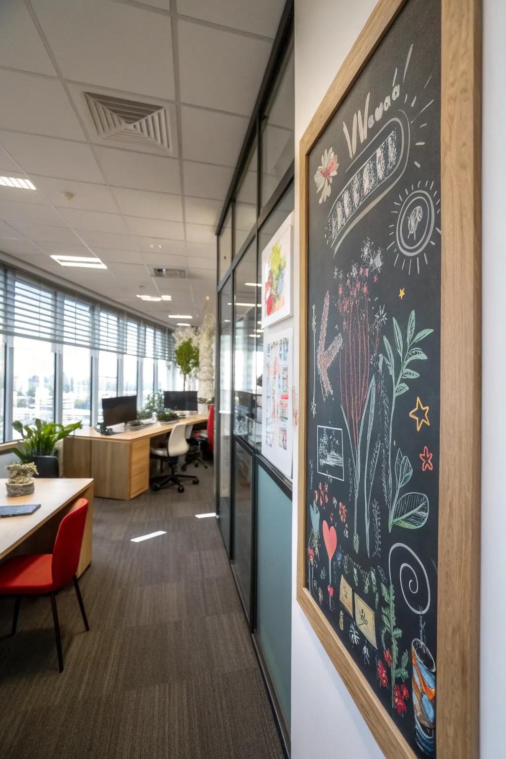 Inspire your workspace using encased chalkboard expression.