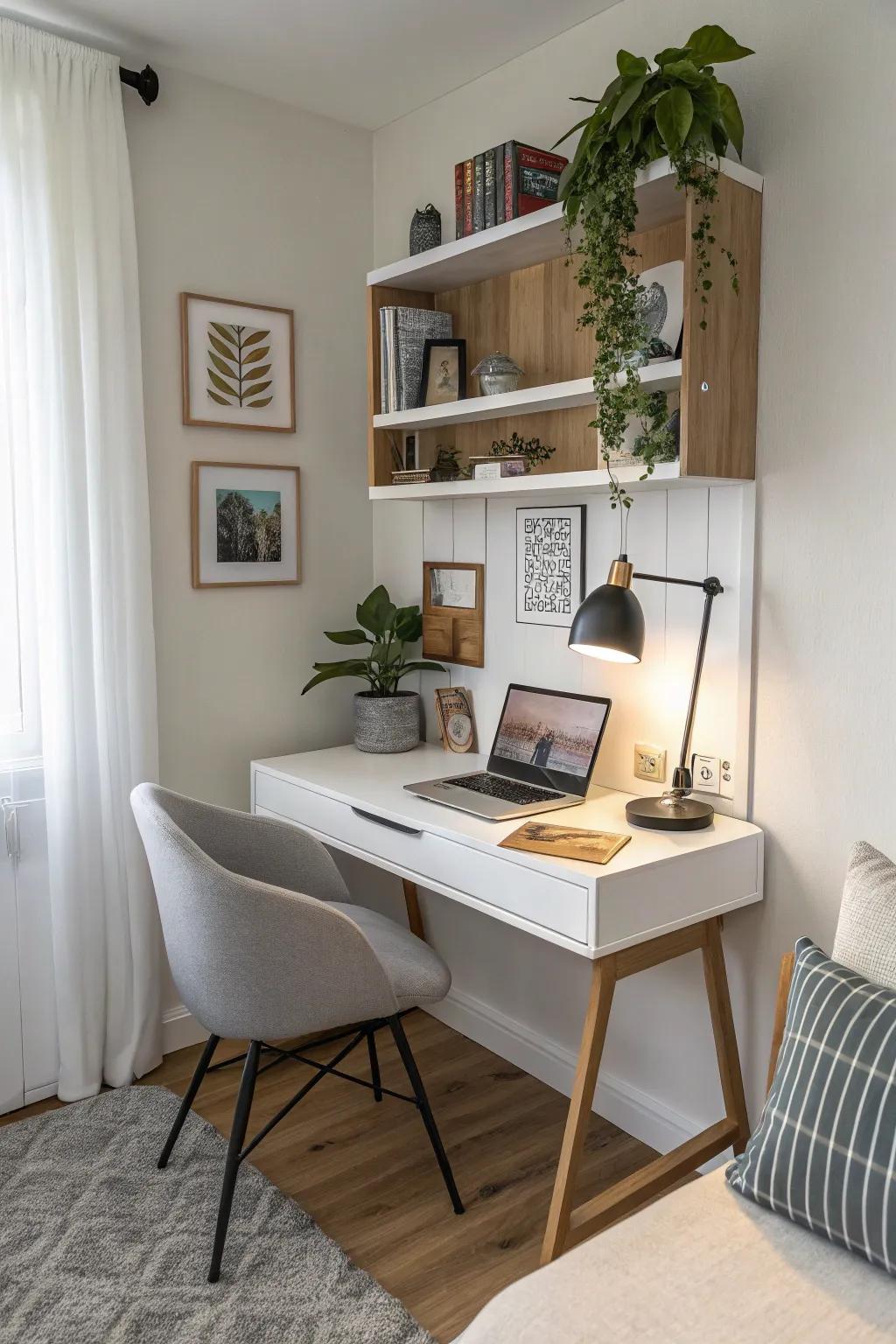 Maximize floor space with a stylish wall-mounted desk.