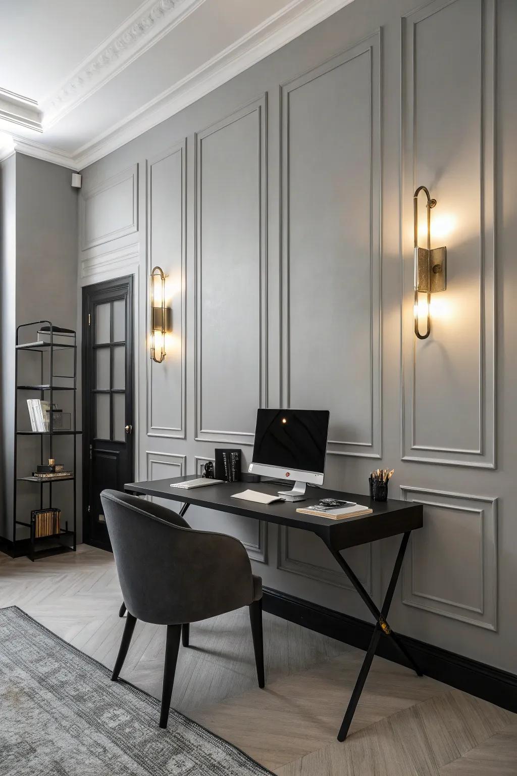 Minimalist sconces complementing a clean office design.