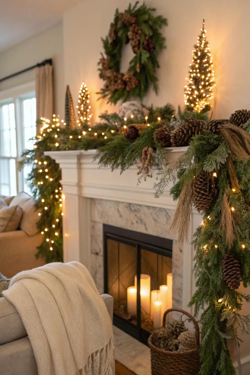 All-natural greenery garlands add a fresh and earthy touch to holiday decor.