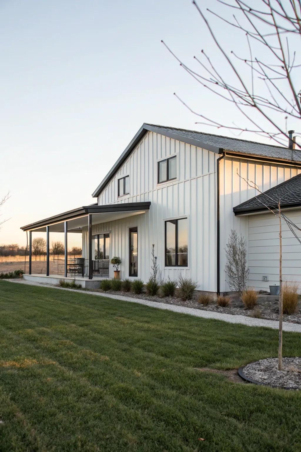 Sleek modern cladding brings a minimalist touch to this ranch home.