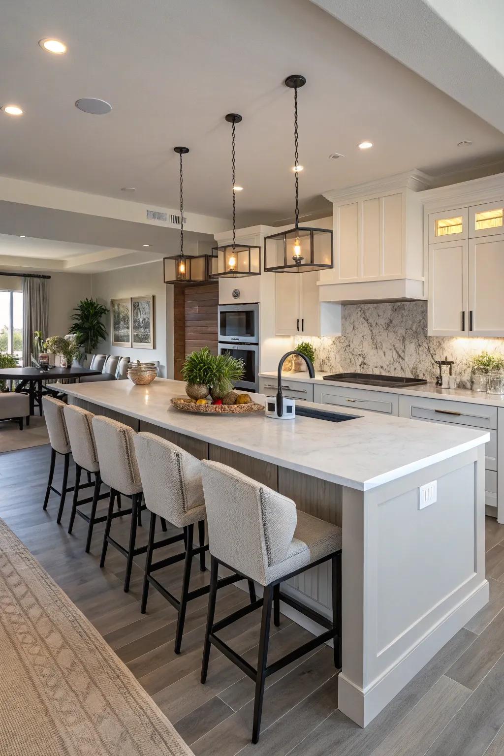 An island equipped with a built-in washbasin, perfect for shared cooking occasions.