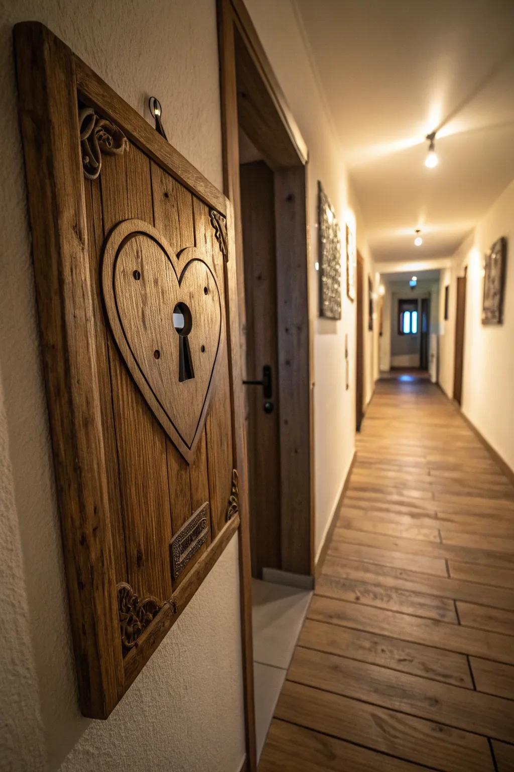 Unlock the charm of your design with a keyhole heart concept.