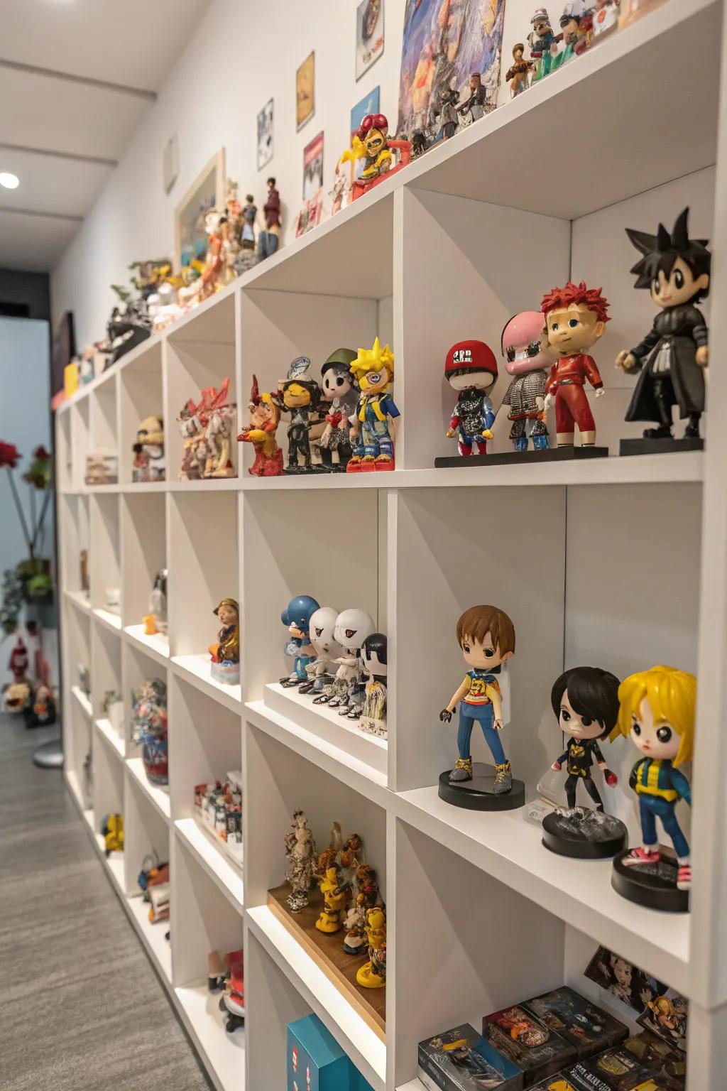 Flaunt your valuable anime figurines using fashionable shelving solutions.
