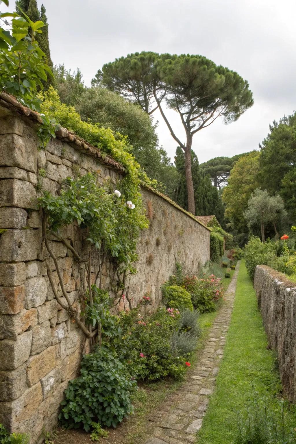 Stone walls add depth and character to any garden.