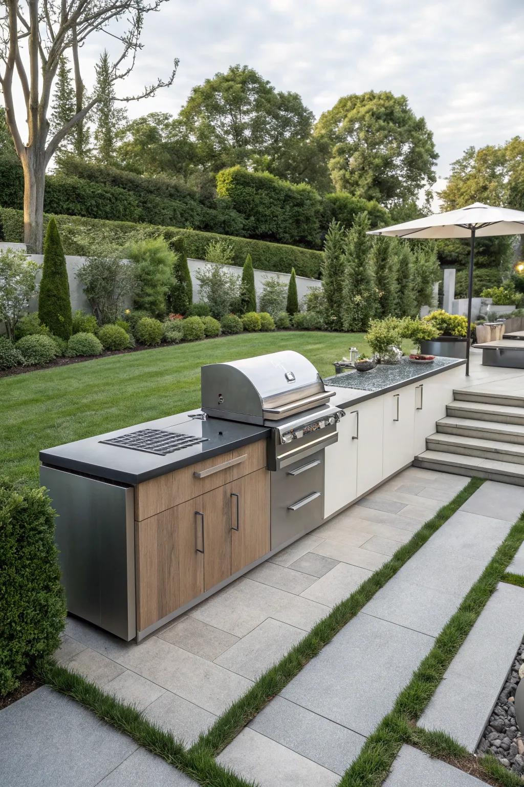Create amazing meals in your elegant outdoor kitchen.