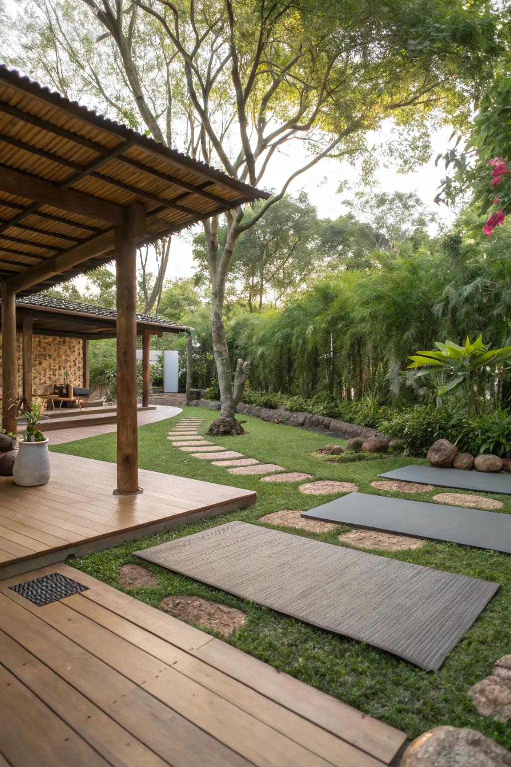 Real elements help your yoga space fit smoothly into nature.