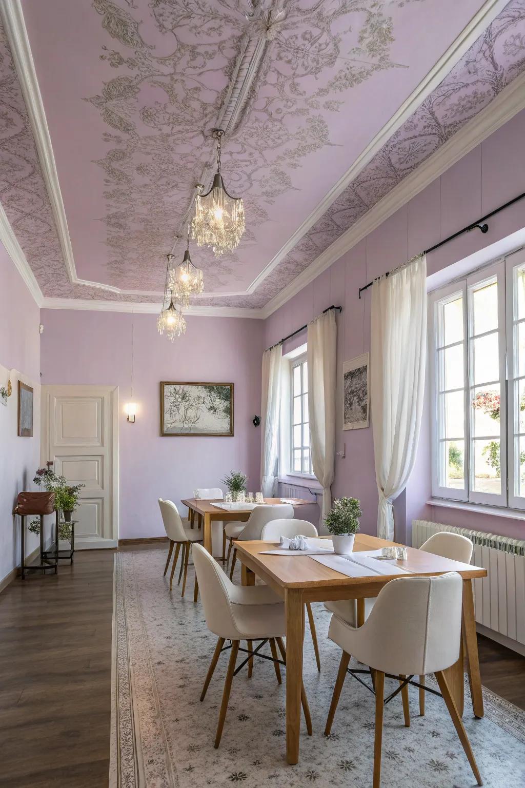 Pastels help cultivate a peaceful and elegant dining atmosphere.