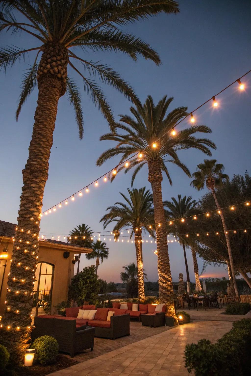 Forge a magical atmosphere using twinkling string lights.