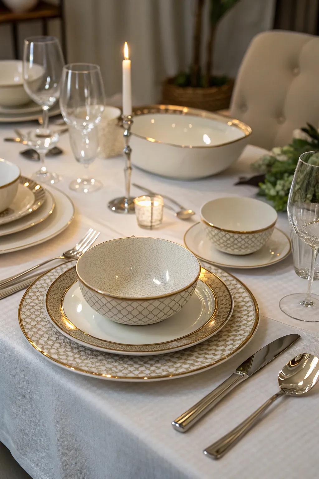 A refined table setting establishes a sophisticated atmosphere.
