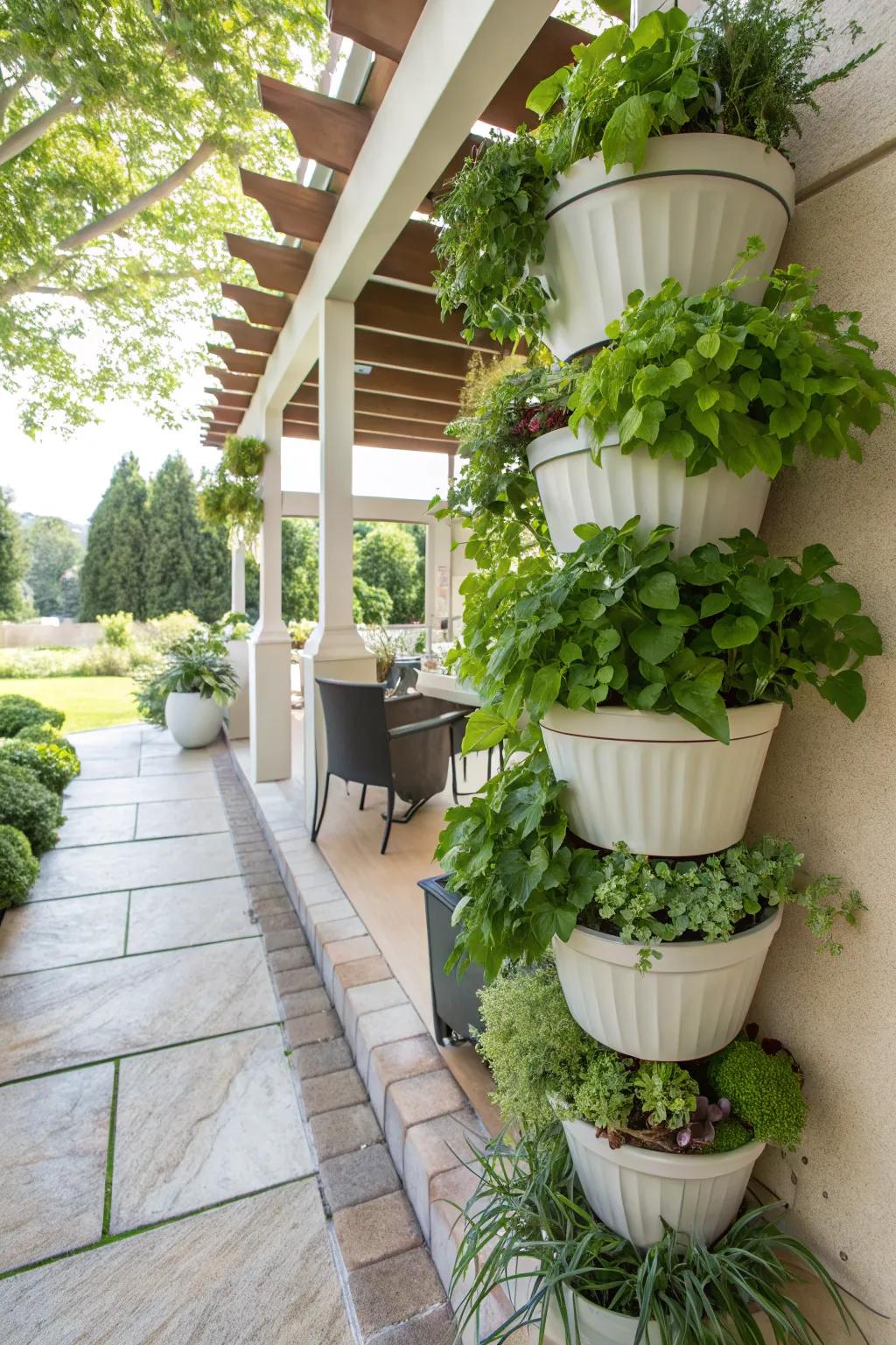 Elevate your patio with a vertical garden that maximizes space.