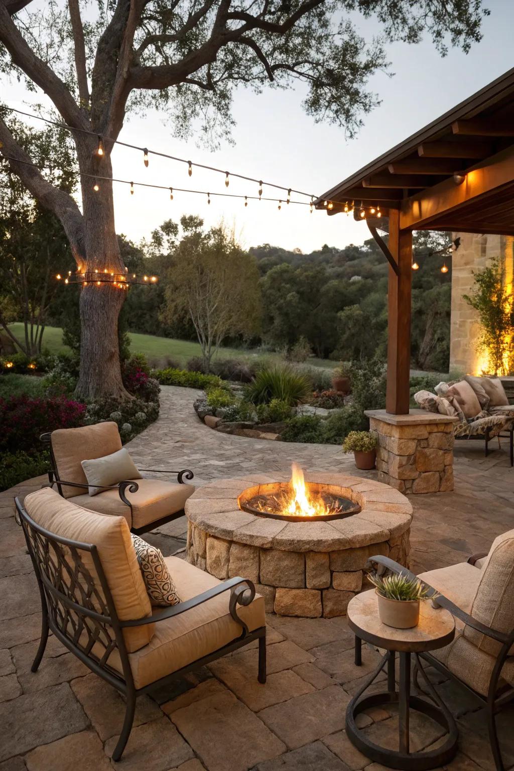 An inviting fire feature setup perfect for chilly evenings.