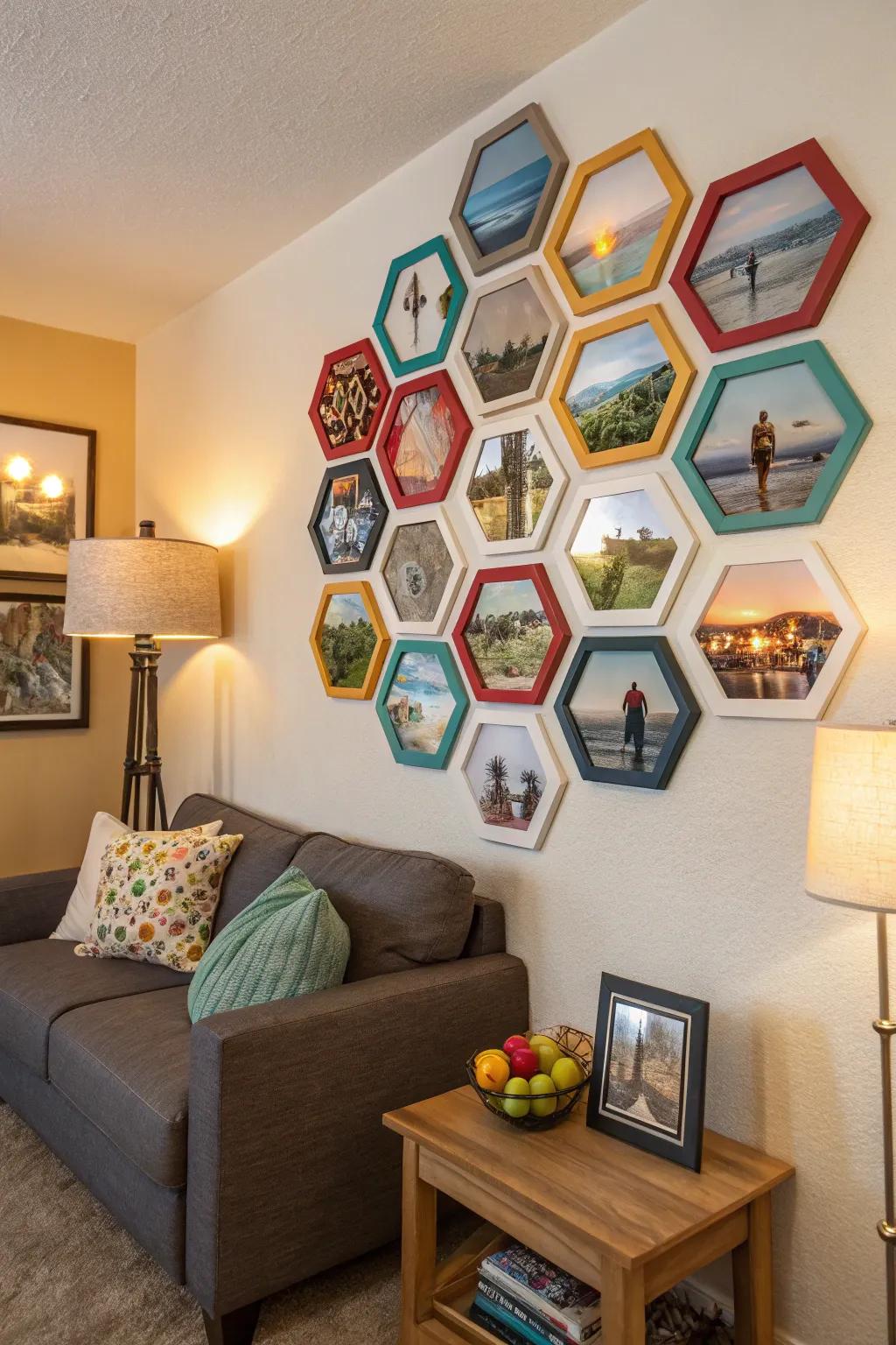 Introduce a modern spin with geometric photo collages.