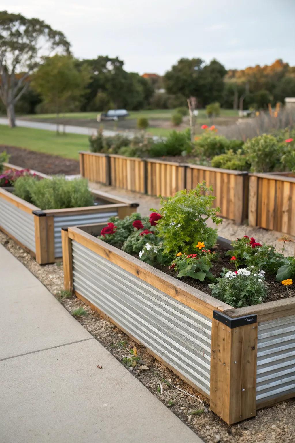 Modernize your garden with a sleek metal and wood combination.