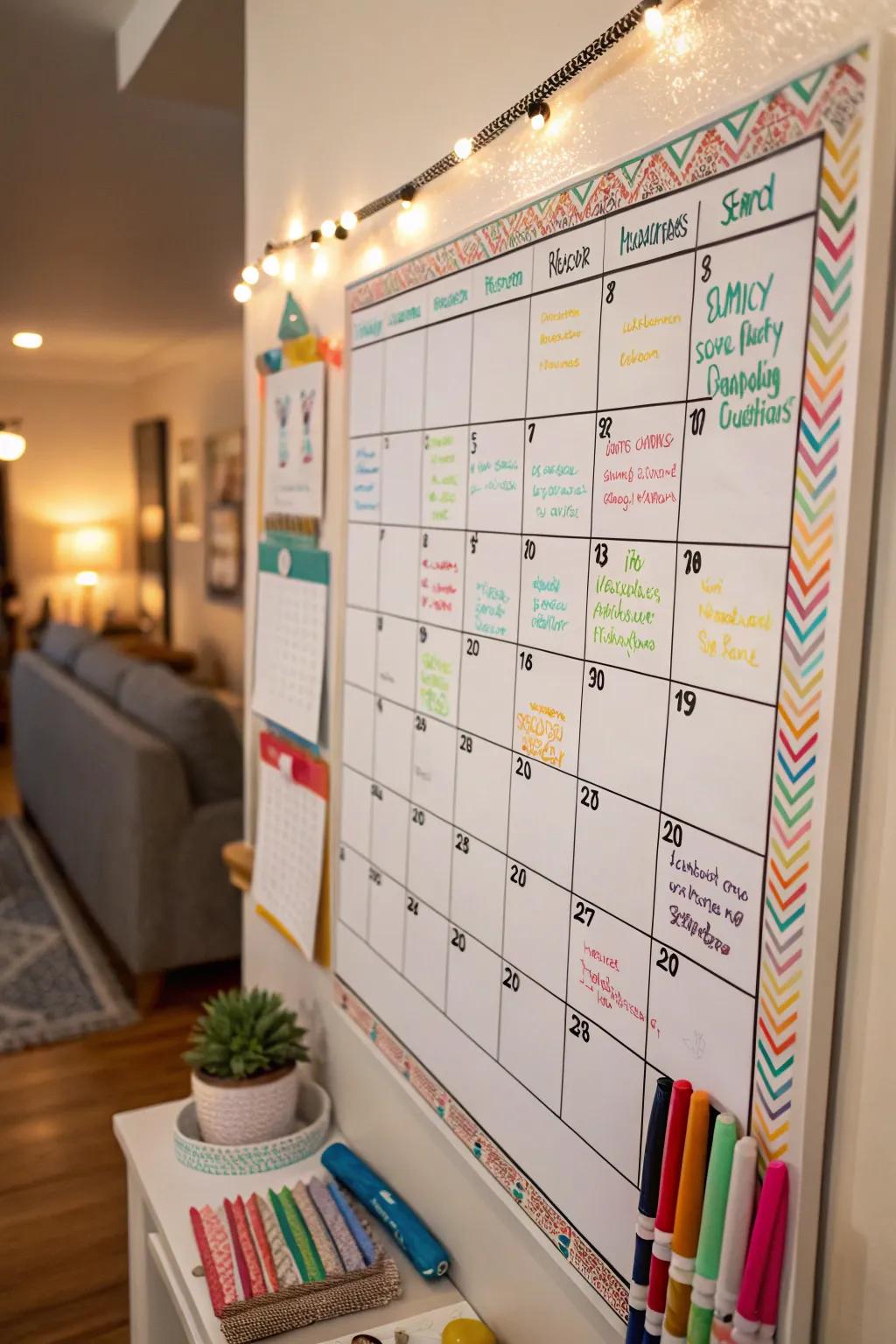Keep your family well-organized with a vibrant whiteboard calendar.