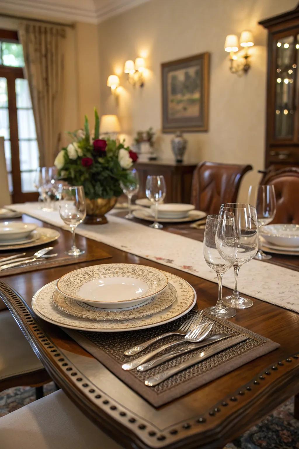 Establish an elegant dining atmosphere with sophisticated placemats.