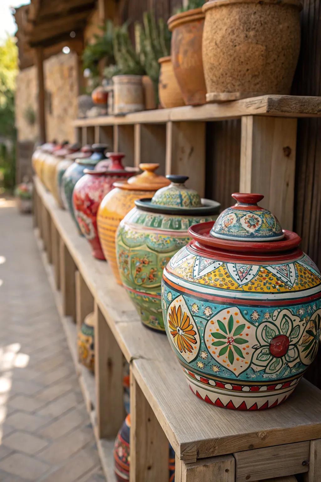 Add a burst of color using ornamental containers.