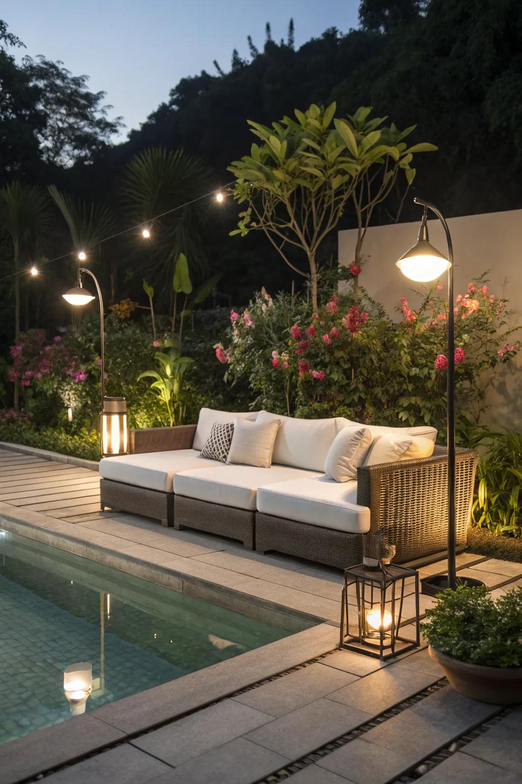 Craft a cozy escape with a stylish outdoor sofa.