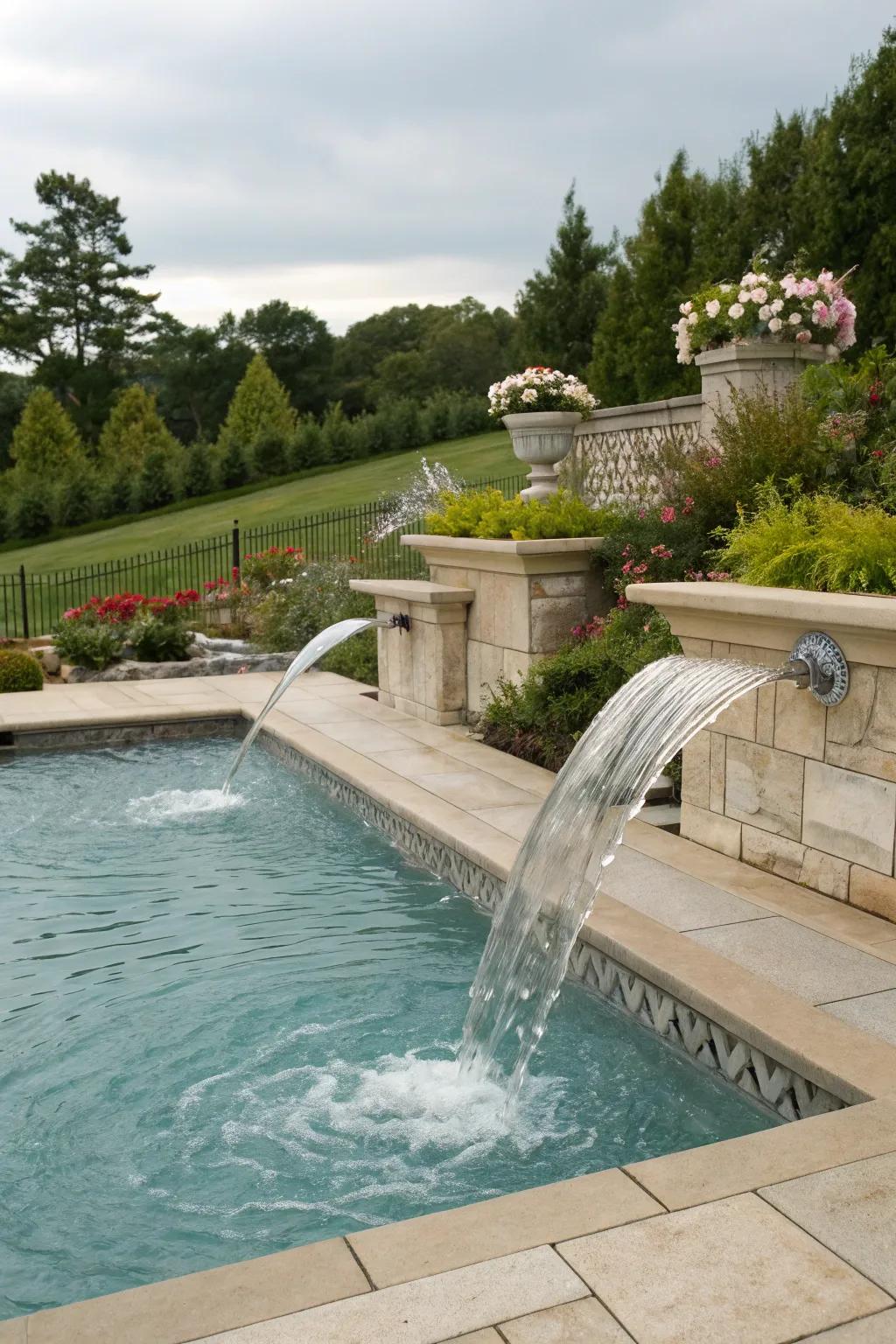 Spillover spouts offer elegance and charm to your pool design.