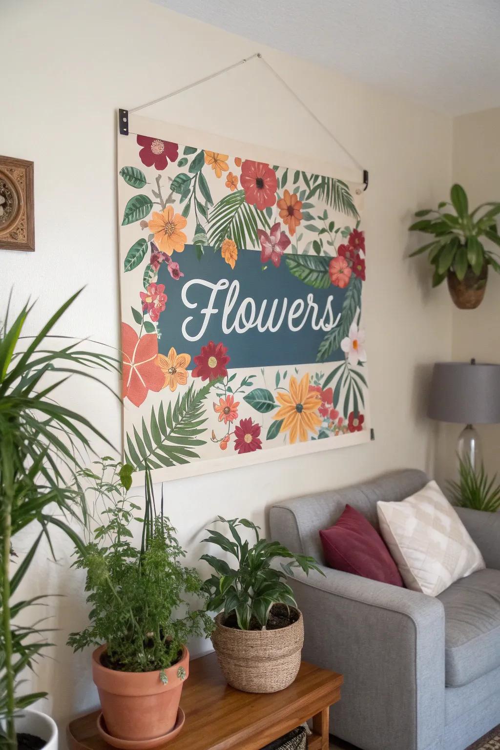 A floral-themed name poster, gracefully adding natural elegance to any living space.