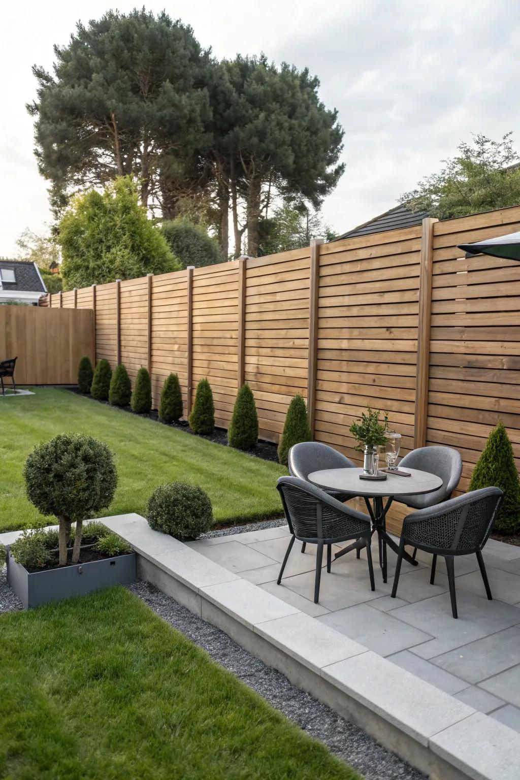 Horizontal lines infuse a modern aesthetic into your outdoor space.