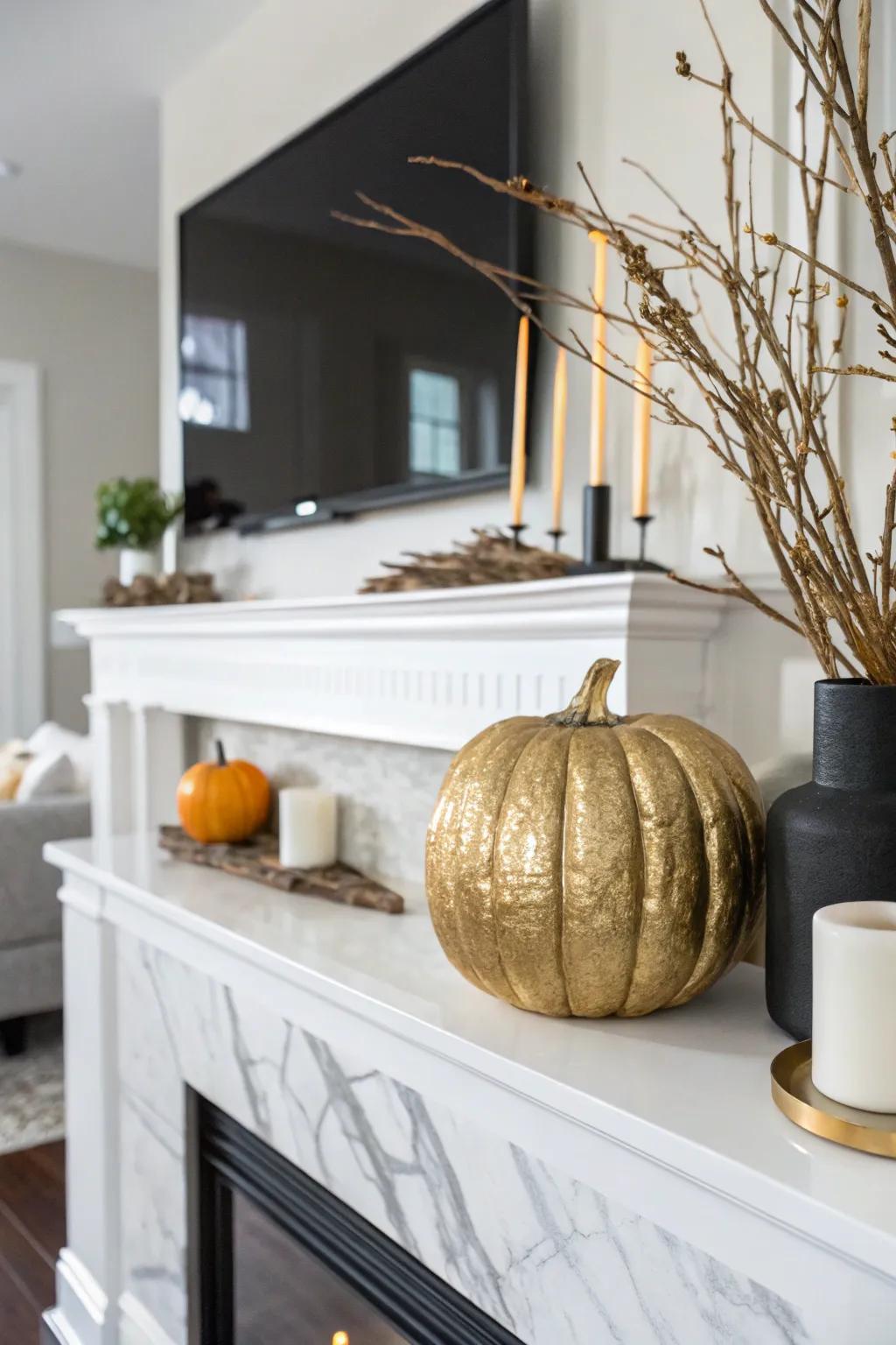 Metallic finishes bring an element of opulence to any pumpkin creation.