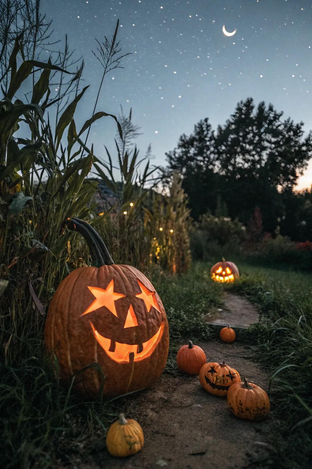 A whimsical, starry-eyed pumpkin that sprinkles a bit of magic into your decor.
