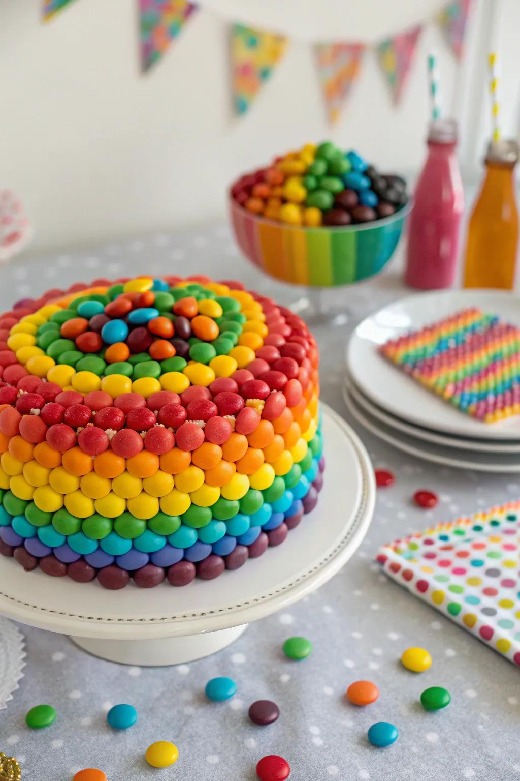 A sweet-coated color spectrum confection injects an additional hint of sweetness into the celebration.