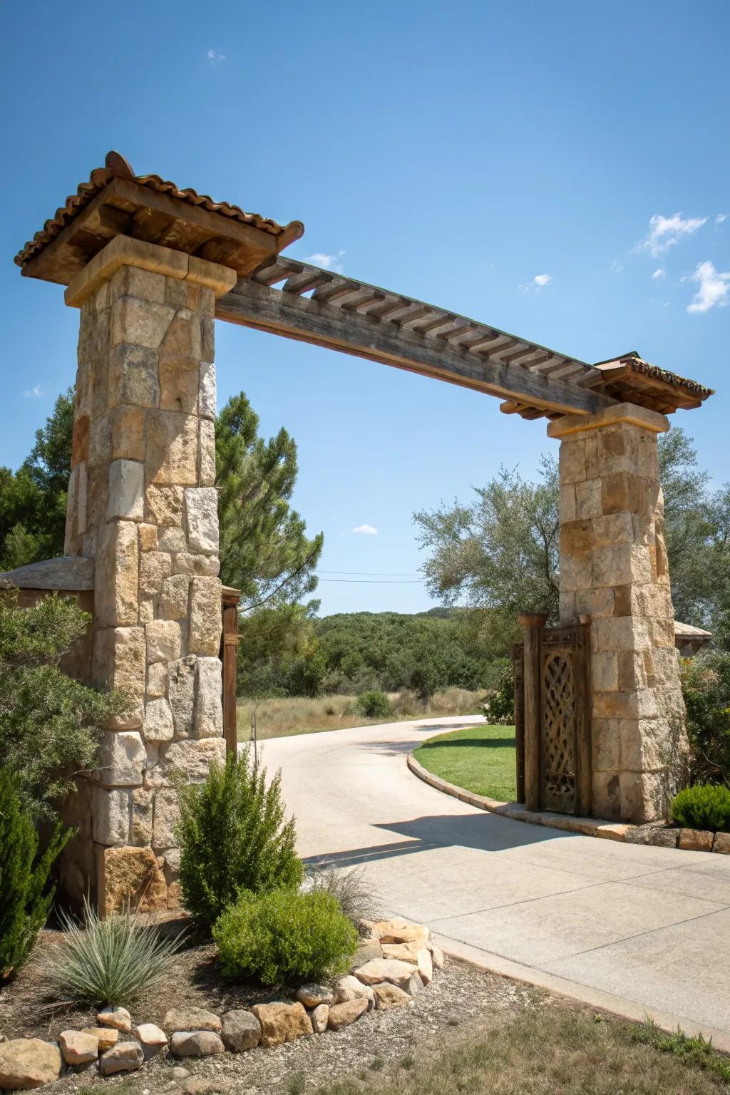 Sturdy stone pillars for a grand entrance.