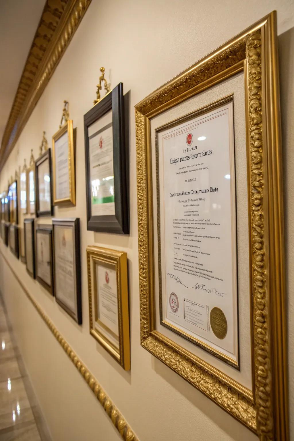 Frame achievements to celebrate them with style.