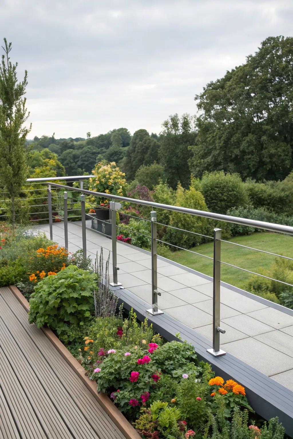Modern deck barriers blend safety with sophisticated design.