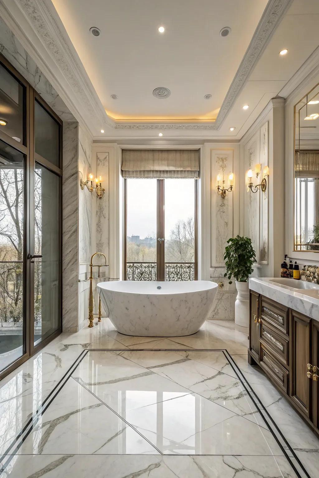 The marble adds that timeless vibe to this elegant space.