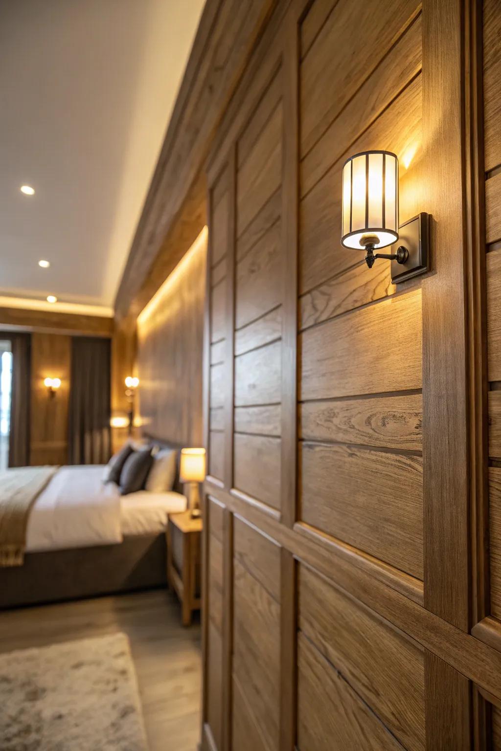 Wooden panels deliver warmth and natural sophistication.