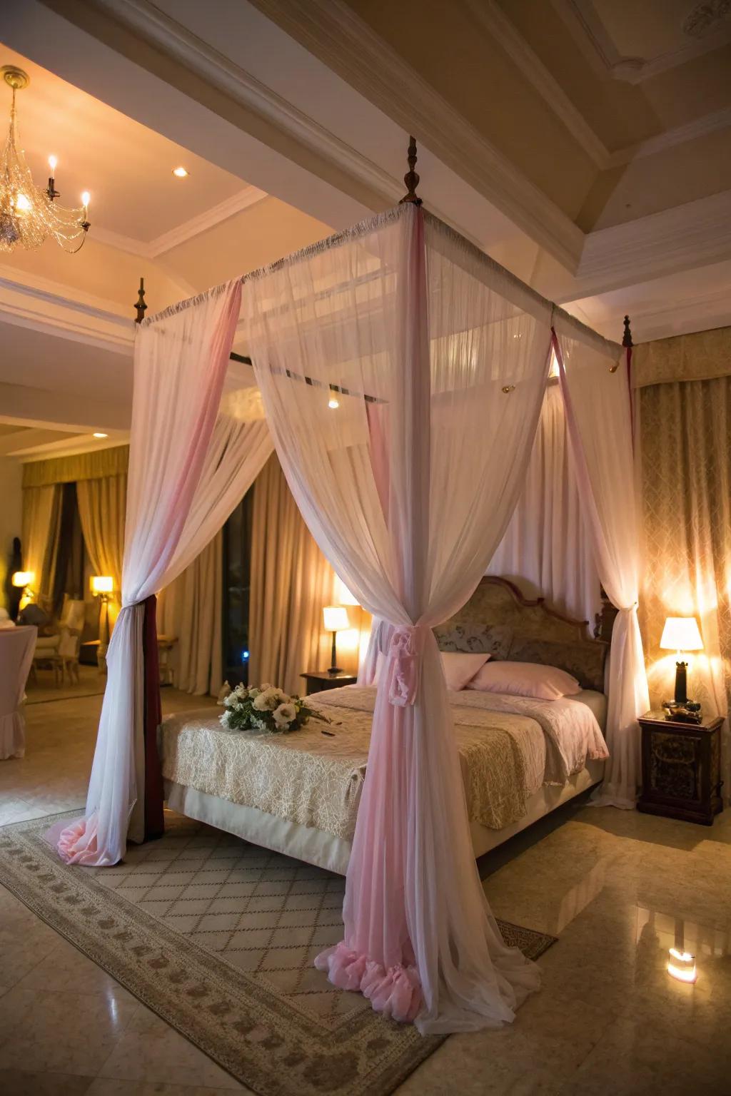 A statement bed adds sophistication and seclusion.