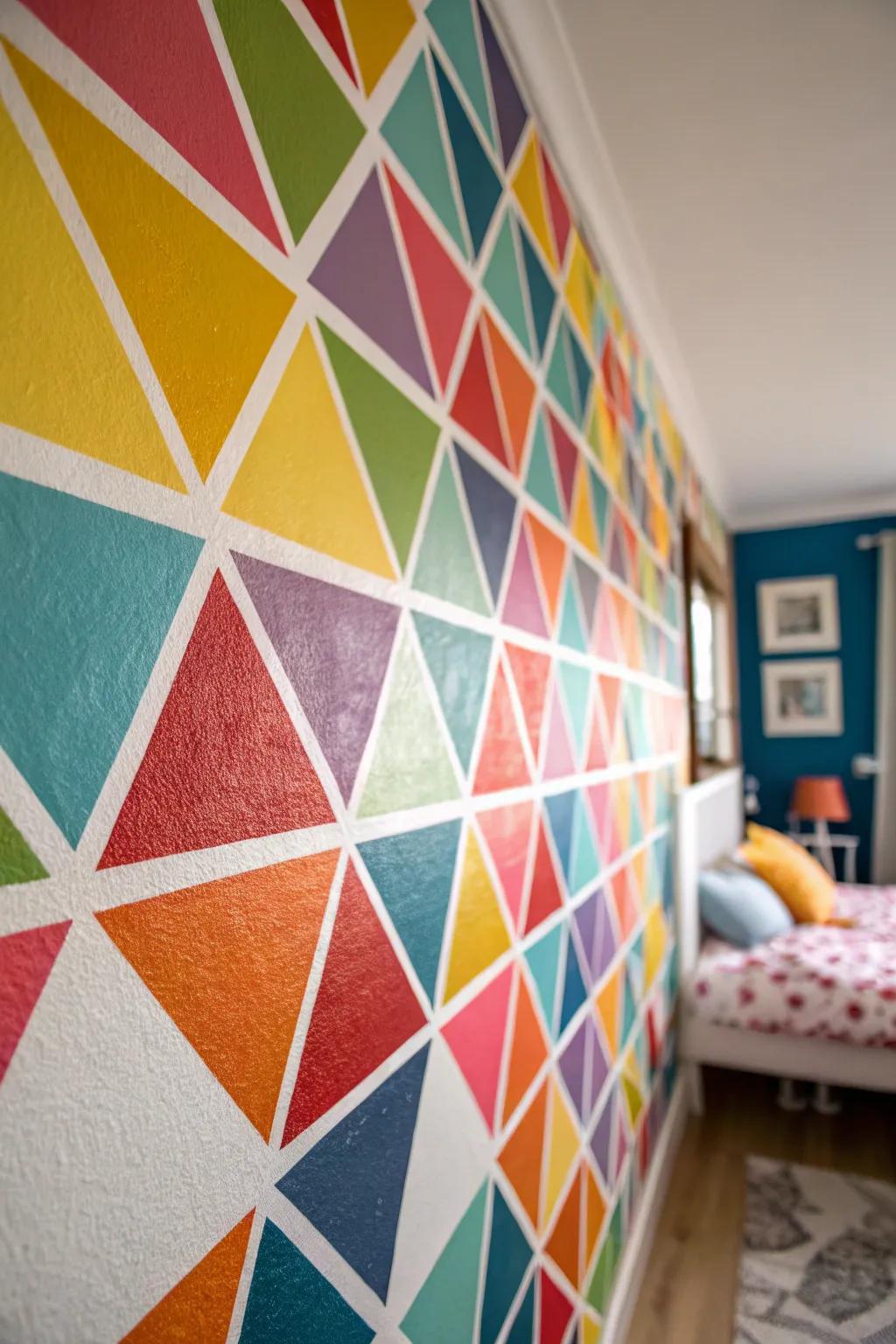 Geometric patterns offer a lively and contemporary flair to your walls.