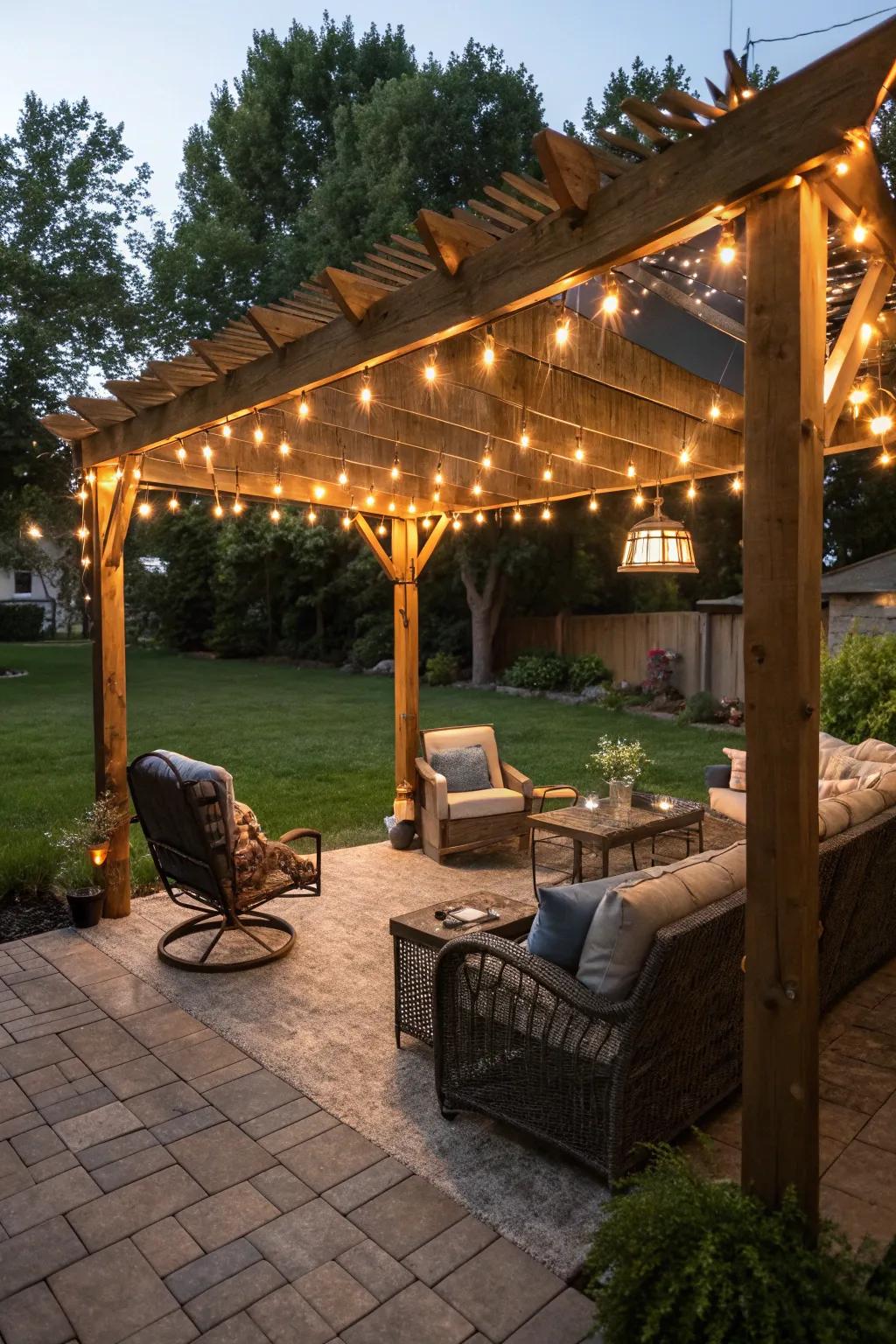 Transform your patio into an evening retreat with ribbon lighting.