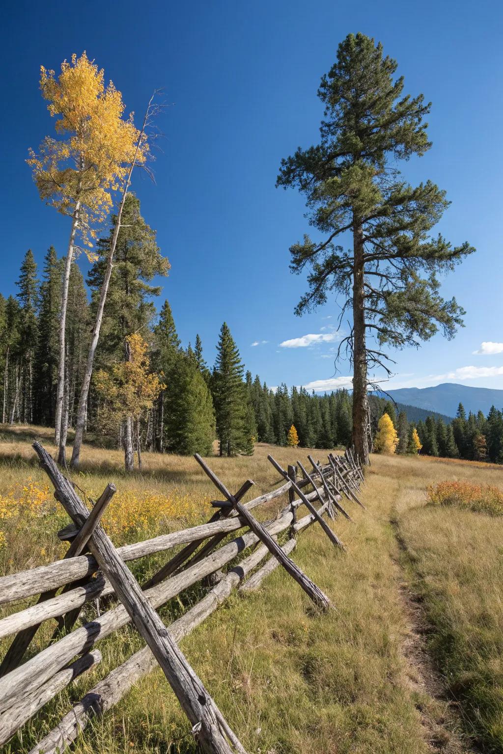 An interlaced timber boundary contributes an element of elaborate beauty to a natural backdrop.